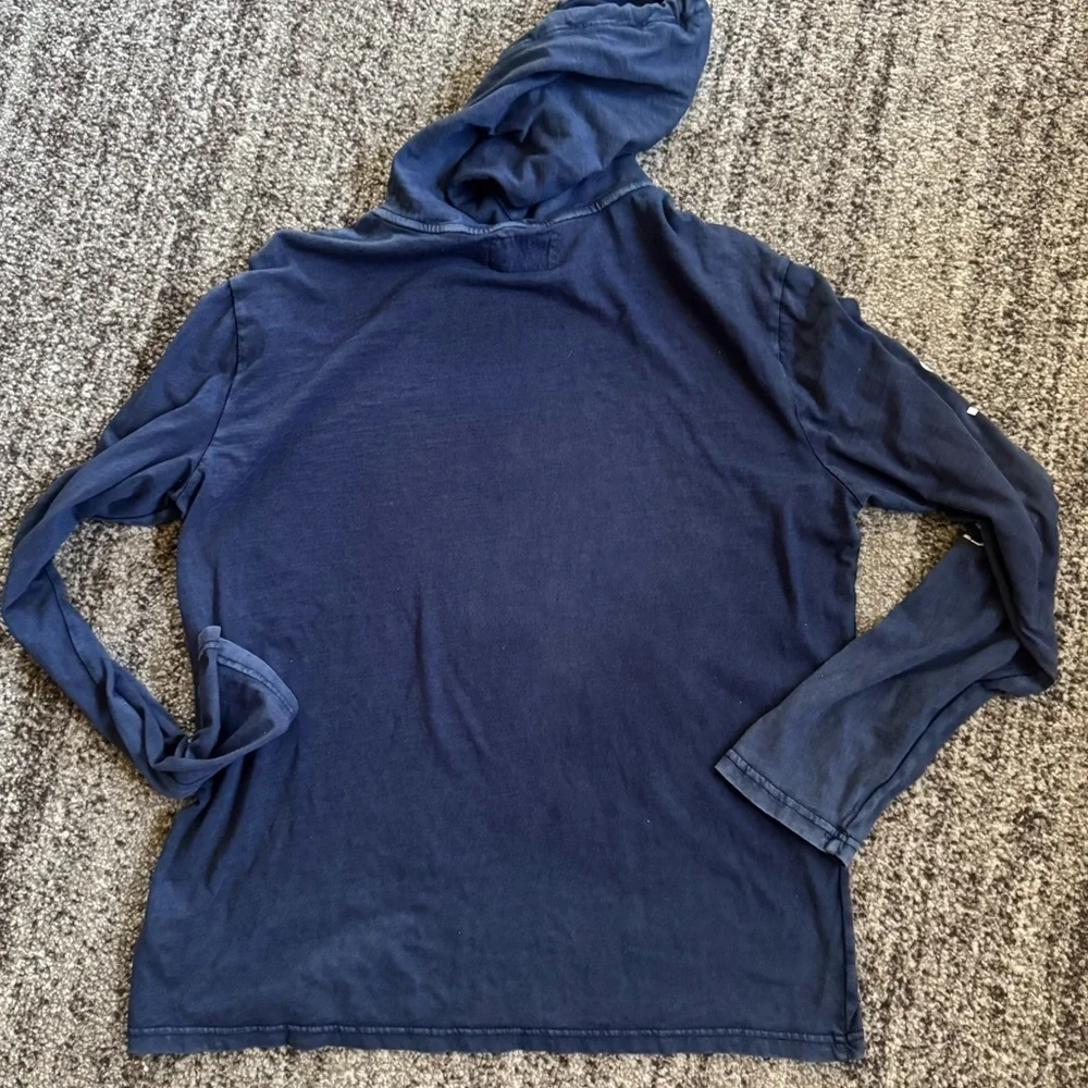 POLO RALPH LAUREN DISTRESSED HOODED SHIRT SIZE MED MENS LOGO BLUE DESIGNER